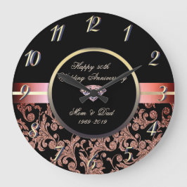 Grande Horloge Ronde Diamond Glitter Swirls 50e anniversaire de mariage