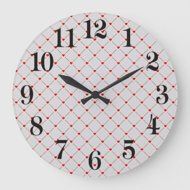 Grande Horloge Ronde Diamond Shaped Red Heart & Line Art (Recto)