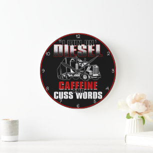 Grande Horloge Ronde Diesel, caféine, mots de la souris" Camion