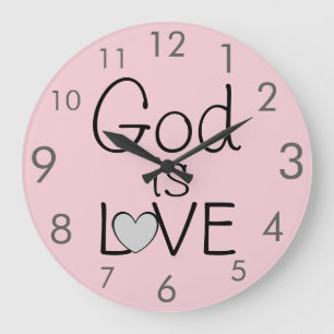 Grande Horloge Ronde Dieu est amour Citation belle rose
