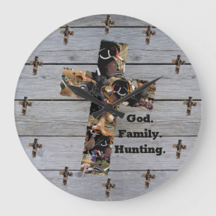 Grande Horloge Ronde Dieu, Famille, Chasse Croix Chrétienne