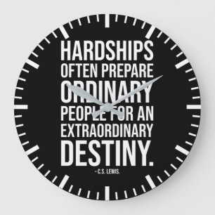 Grande Horloge Ronde Difficultés - Citation motivationnelle de réussite