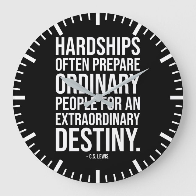 Grande Horloge Ronde Difficultés - Citation motivationnelle de réussite (Recto)