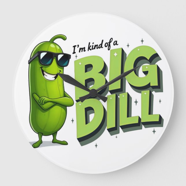 Grande Horloge Ronde Dill Pickles Amateurs Cadeau - Drôle Drôle Dessins (Recto)