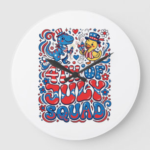 Grande Horloge Ronde Dinosaur Kawaii Patriotique Meilleur Beau-père Jam