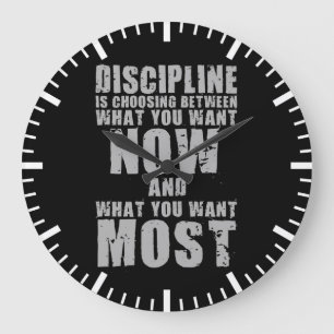 Grande Horloge Ronde DISCIPLINE - Mots motivants