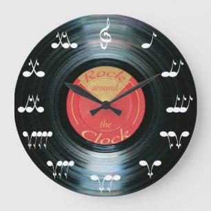 Grande Horloge Ronde Disque vinyle
