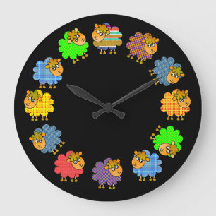 Grande Horloge Ronde Dites NON aux moutons ennuyeux - une 'guirlande de