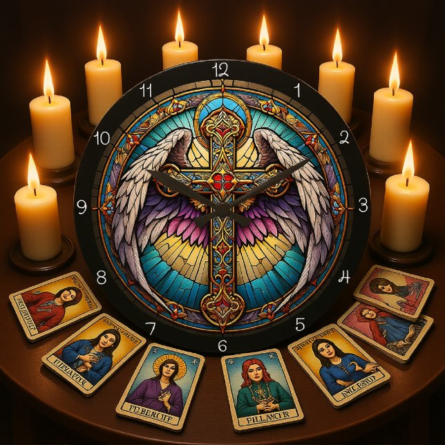 Grande Horloge Ronde Divine Winged Cross (Créateur téléchargé)