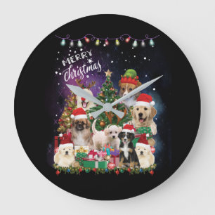 Grande Horloge Ronde dogs Merry christmas Light
