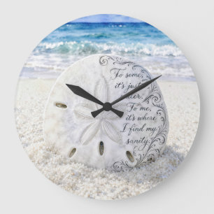 Grande Horloge Ronde Dollar de Sable avec Citation Inspirante