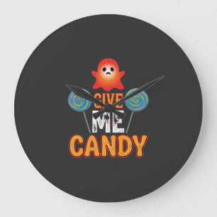 Grande Horloge Ronde Donnez-moi des bonbons Halloween Fantôme_1