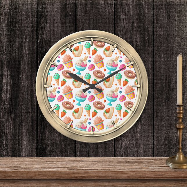 Grande Horloge Ronde Donuts et crème glacée (Créateur téléchargé)
