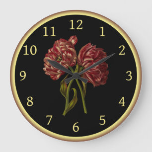 Grande Horloge Ronde Double Tulipes 004 ~ Art botanique ~