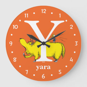 Grande Horloge Ronde Dr. Seuss's ABC: Letter Y - White Add Your Name