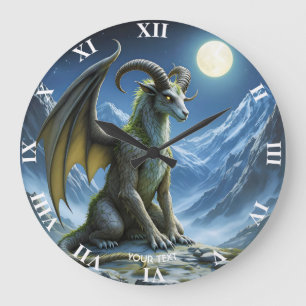 Grande Horloge Ronde Dragon de Bélier Mythique Mignon Fantastique
