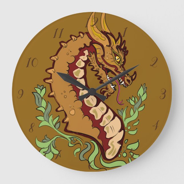 Grande Horloge Ronde Dragon stylisé (Recto)