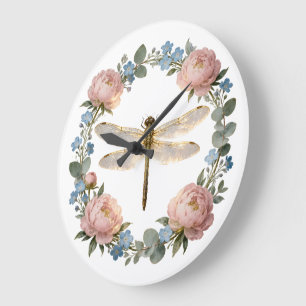 Grande Horloge Ronde Dragonflye Art Lumineux Éthéré