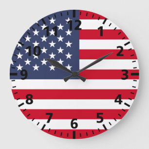 Grande Horloge Ronde Drapeau américain