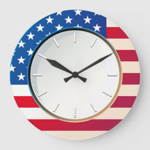 Grande Horloge Ronde Drapeau américain