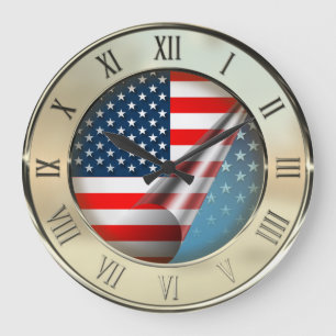 Grande Horloge Ronde Drapeau américain