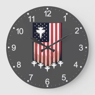 Grande Horloge Ronde Drapeau Américain 4 juillet-65079