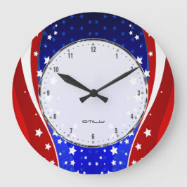 Grande Horloge Ronde Drapeau américain Abstrait 3