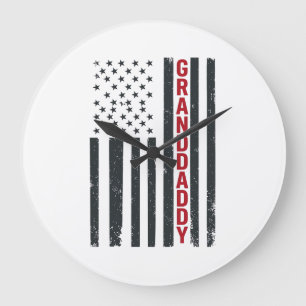 Grande Horloge Ronde Drapeau américain grand-père Design patriotique vi