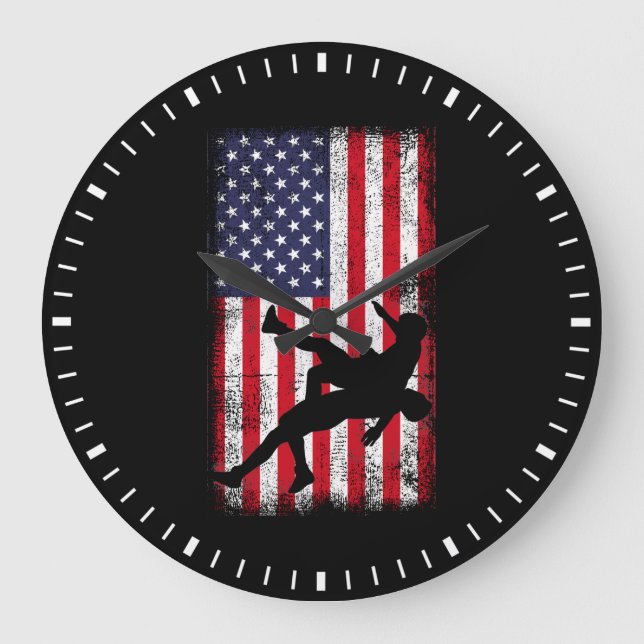 Grande Horloge Ronde Drapeau américain lutte contre le drapeau américai (Recto)