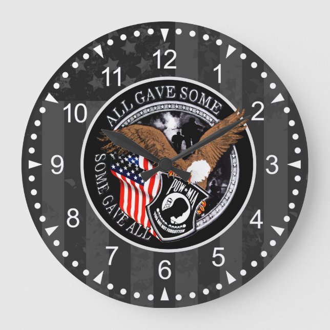 Grande Horloge Ronde Drapeau américain patriotique Aigle (Recto)