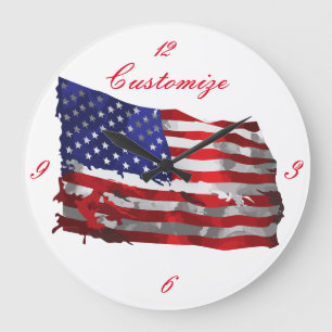 Grande Horloge Ronde Drapeau américain vintage Thunder_Cove