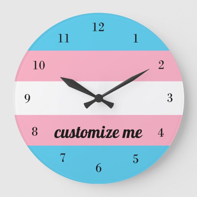 Grande Horloge Ronde Drapeau arc-en-ciel transgenre personnalisé (Recto)