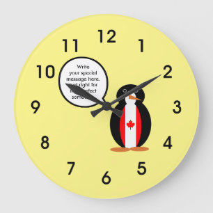 Grande Horloge Ronde Drapeau canadien parlant M. Penguin