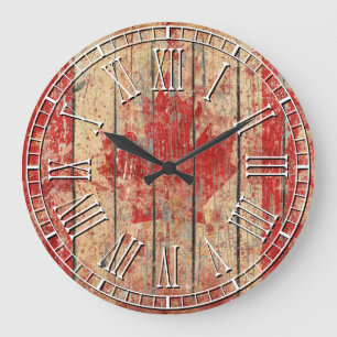Grande Horloge Ronde Drapeau canadien patiné