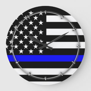Grande Horloge Ronde Drapeau de Blue Line USA