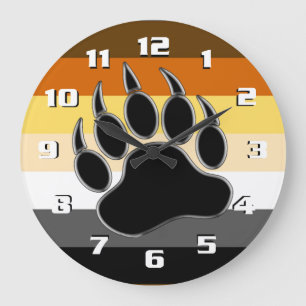 Grande Horloge Ronde Drapeau de fierté de l'ours Patte d'ours