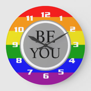 Grande Horloge Ronde Drapeau de fierté gay cool Soyez vous