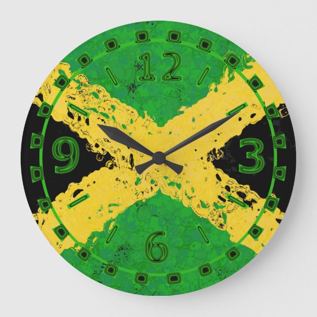 GRANDE HORLOGE RONDE DRAPEAU DE LA JAMAÏQUE (Recto)