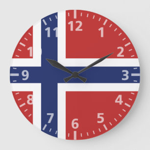 Grande Horloge Ronde Drapeau de la Norvège