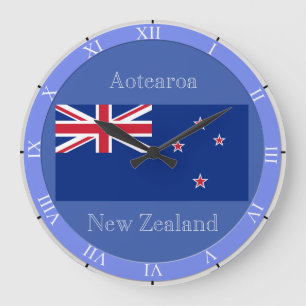 Grande Horloge Ronde Drapeau de la Nouvelle Zélande