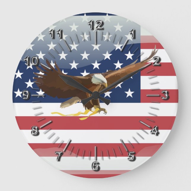 Grande Horloge Ronde Drapeau de l'aigle à tête blanche (Recto)