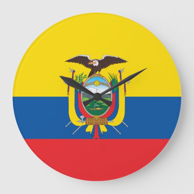 Grande Horloge Ronde Drapeau de l'Équateur (Recto)