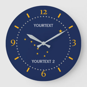 Grande Horloge Ronde Drapeau de l'état de l'Alaska personnalisé