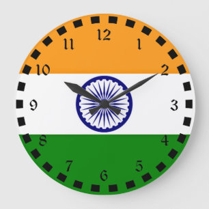 Grande Horloge Ronde Drapeau de l'Inde