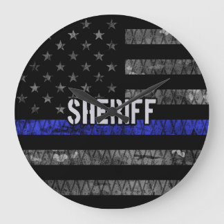 Grande Horloge Ronde Drapeau de police du shérif en détresse