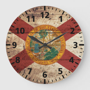 Grande Horloge Ronde Drapeau d'état de la Floride sur le vieux grain en