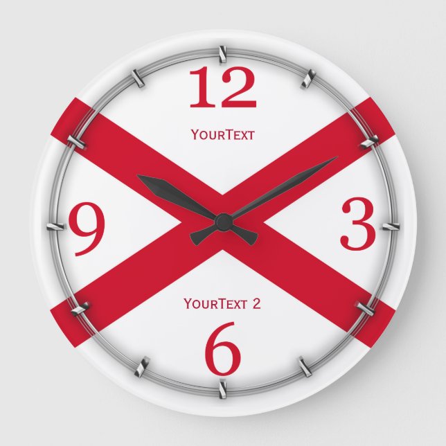 Grande Horloge Ronde Drapeau d'état de l'Alabama personnalisé sur un (Recto)