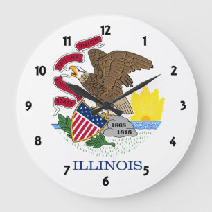 Grande Horloge Ronde Drapeau d'État de l'Illinois