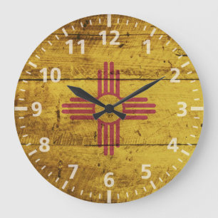 Grande Horloge Ronde Drapeau d'état du Nouveau Mexique sur le vieux
