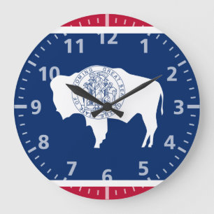 Grande Horloge Ronde Drapeau d'état du Wyoming
